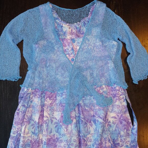 Blueginer Hawaiian print cotton dress size 10 with cover up - Picture 1 of 6
